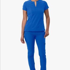 Adar Pro Movement Booster Scrub Set V-Neck Scrub Top & Yoga Jogger Scrub Pants